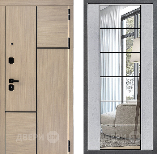 Дверь Дверной континент ДК-14 ФЛЗ-2 Зеркало Бетон светлый в Рузе