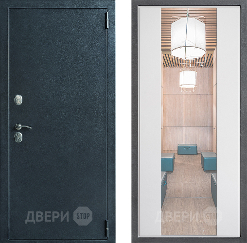 Входная металлическая Дверь Дверной континент ДК-70 Дизайн ФЛЗ-1 Зеркало Белый софт в Рузе