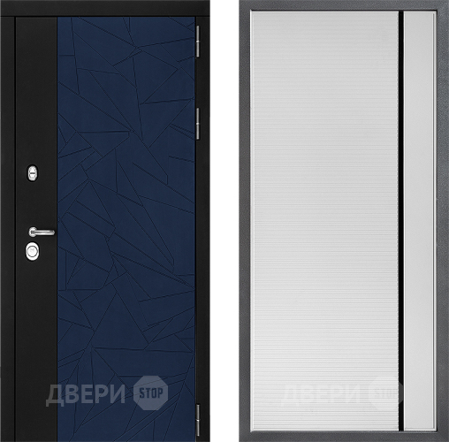 Входная металлическая Дверь Дверной континент ДК-9 ФЛ-757 Черное Стекло Софт милк в Рузе