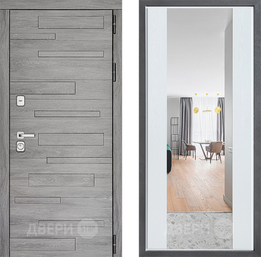 Входная металлическая Дверь Дверной континент ДК-10 ФЛЗ-1 Зеркало Белое дерево в Рузе