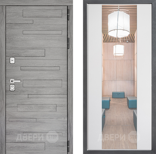 Входная металлическая Дверь Дверной континент ДК-10 ФЛЗ-1 Зеркало Белый софт в Рузе