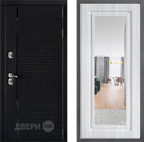 Входная металлическая Дверь Дверной континент ДК-1 ФЛЗ Зеркало Сандал белый в Рузе