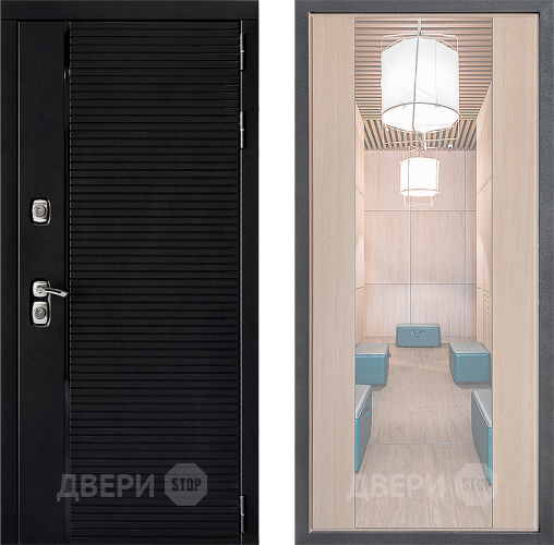 Входная металлическая Дверь Дверной континент ДК-1 ФЛЗ-1 Зеркало Капучино в Рузе