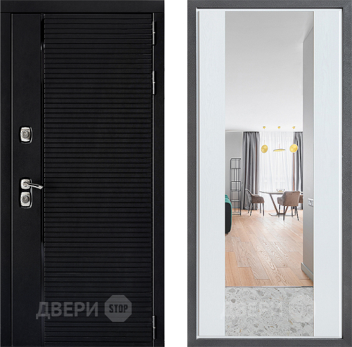 Входная металлическая Дверь Дверной континент ДК-1 ФЛЗ-1 Зеркало Белое дерево в Рузе