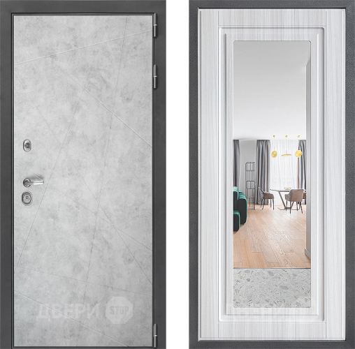 Входная металлическая Дверь Дверной континент ДК-3/743 ФЛЗ Зеркало Сандал белый в Рузе