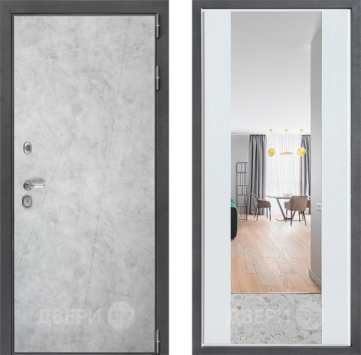 Дверь Дверной континент ДК-3/743 ФЛЗ-1 Зеркало Белое дерево в Рузе