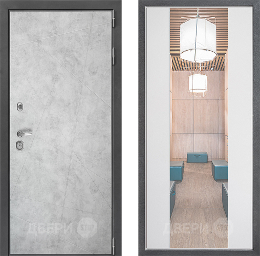 Входная металлическая Дверь Дверной континент ДК-3/743 ФЛЗ-1 Зеркало Белый софт в Рузе