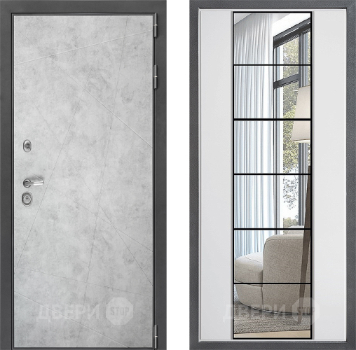 Входная металлическая Дверь Дверной континент ДК-3/743 ФЛЗ-2 Зеркало Белый софт в Рузе