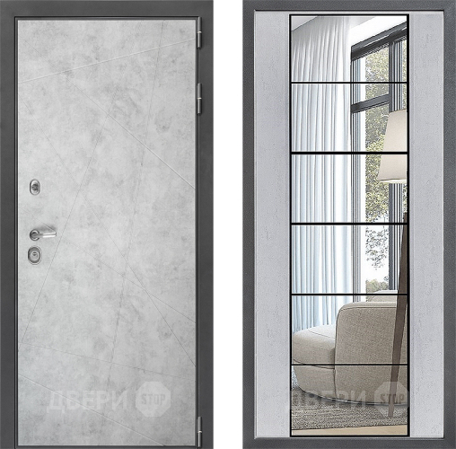 Входная металлическая Дверь Дверной континент ДК-3/743 ФЛЗ-2 Зеркало Бетон светлый в Рузе