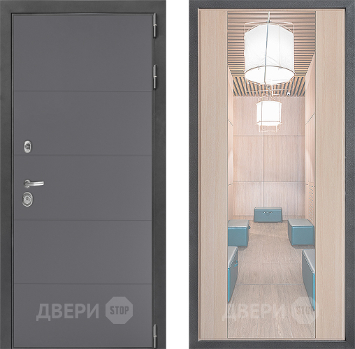 Входная металлическая Дверь Дверной континент ДК-3/649 ФЛЗ-1 Зеркало Капучино в Рузе