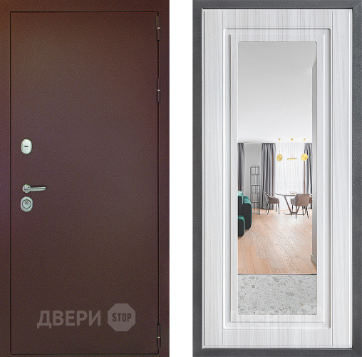 Входная металлическая Дверь Дверной континент Рубикон Медь Дизайн ФЛЗ Зеркало Сандал белый в Рузе