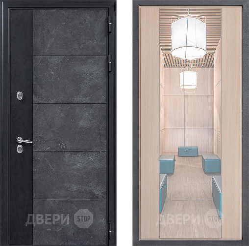 Входная металлическая Дверь Дверной континент ДК-15 Бетон ТЕРМО ФЛЗ-1 Зеркало Капучино в Рузе