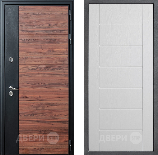 Входная металлическая Дверь Дверной континент ДК-15 Красное Дерево ТЕРМО ФЛ-Лайн Белое дерево в Рузе