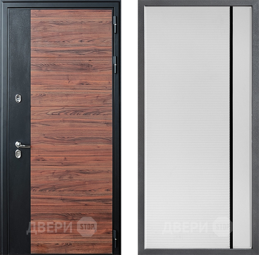 Входная металлическая Дверь Дверной континент ДК-15 Красное Дерево ТЕРМО ФЛ-757 Черное Стекло Софт милк в Рузе