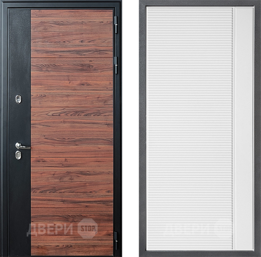Входная металлическая Дверь Дверной континент ДК-15 Красное Дерево ТЕРМО ФЛ-757 Белое Стекло Софт милк в Рузе