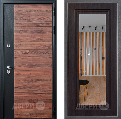 Входная металлическая Дверь Дверной континент ДК-15 Красное Дерево ТЕРМО ФЛЗ Зеркало Венге в Рузе
