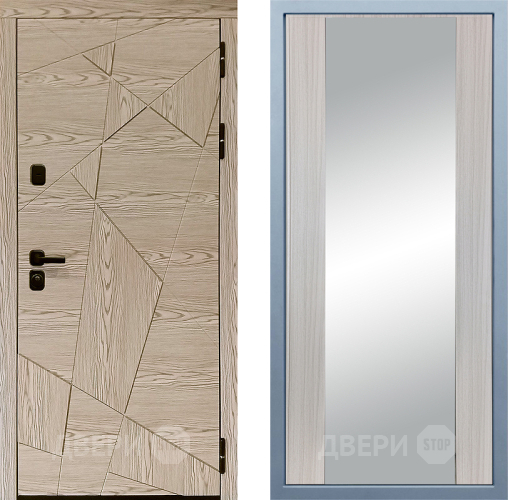Входная металлическая Дверь Дива МД-97/1 Д-15 Зеркало Сандал белый в Рузе