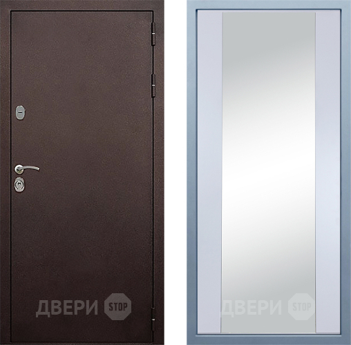Входная металлическая Дверь Дива МД-40 Медь Д-15 Зеркало Белый в Рузе