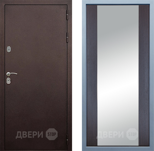 Входная металлическая Дверь Дива МД-40 Медь Д-15 Зеркало Венге в Рузе