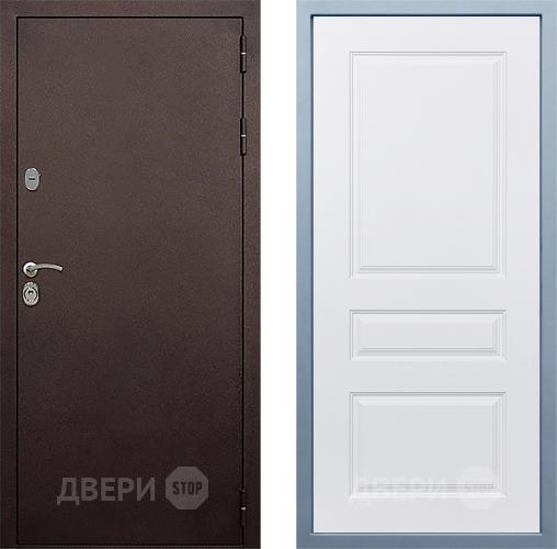 Входная металлическая Дверь Дива МД-40 Медь Д-13 Белый в Рузе