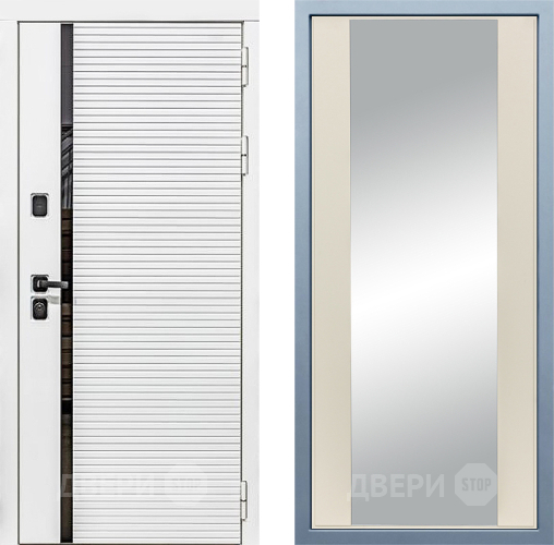 Входная металлическая Дверь Дива МХ-45 Белая STR Д-15 Зеркало Шампань в Рузе
