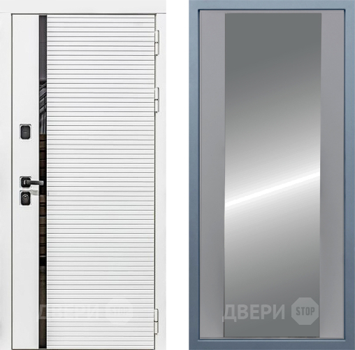 Входная металлическая Дверь Дива МХ-45 Белая STR Д-15 Зеркало Силк Маус в Рузе