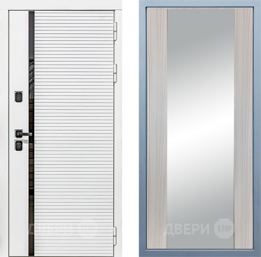 Входная металлическая Дверь Дива МХ-45 Белая STR Д-15 Зеркало Сандал белый в Рузе