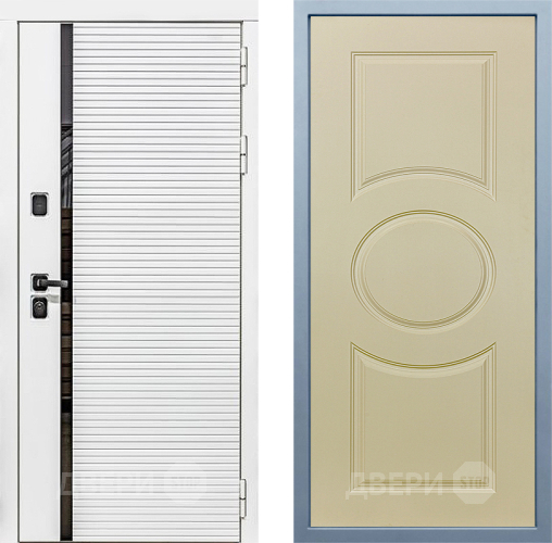 Входная металлическая Дверь Дива МХ-45 Белая STR Д-8 Шампань в Рузе