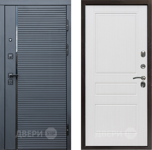 Входная металлическая Дверь Престиж Черная Линия Классика Белое дерево в Рузе