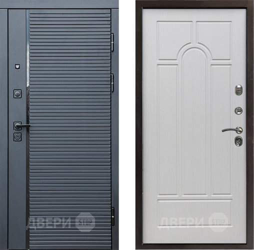 Входная металлическая Дверь Престиж Черная Линия Арка Лиственница белая в Рузе