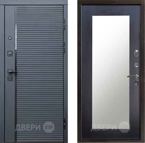 Входная металлическая Дверь Престиж Черная Линия Зеркло Пастораль Венге в Рузе