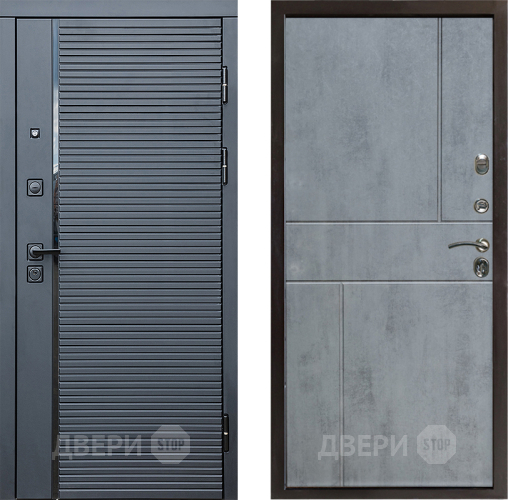 Входная металлическая Дверь Престиж Черная Линия Горизонт Бетон темный в Рузе