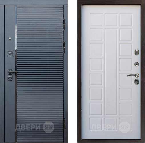 Входная металлическая Дверь Престиж Черная Линия Престиж Белое дерево в Рузе