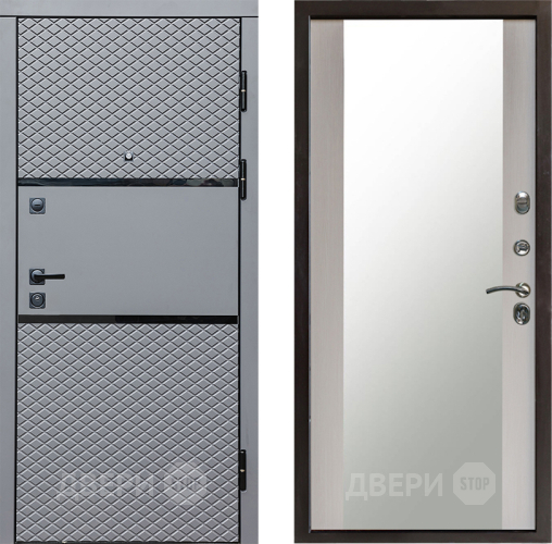 Входная металлическая Дверь Престиж Ромб Зеркало Лиственница белая в Рузе