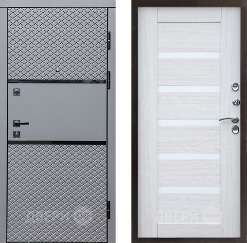 Входная металлическая Дверь Престиж Ромб Царга Лиственница белая в Рузе