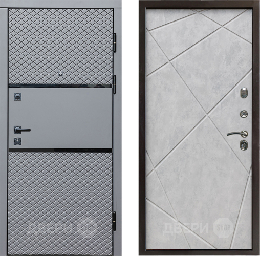 Входная металлическая Дверь Престиж Ромб Лучи Бетон светлый в Рузе
