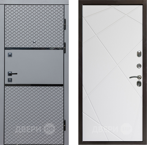 Входная металлическая Дверь Престиж Ромб Лучи Бетон белый в Рузе