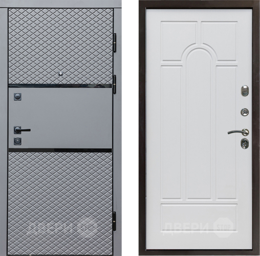 Входная металлическая Дверь Престиж Ромб Арка Белое дерево в Рузе