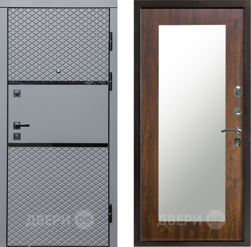 Входная металлическая Дверь Престиж Ромб Зеркло Пастораль Дуб в Рузе