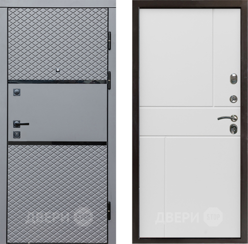 Входная металлическая Дверь Престиж Ромб Горизонт Бетон белый в Рузе