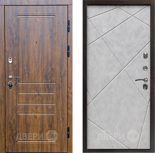 Входная металлическая Дверь Престиж Классика Дуб Лучи Бетон светлый в Рузе