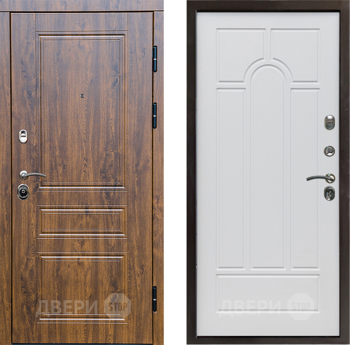 Входная металлическая Дверь Престиж Классика Дуб Арка Белое дерево в Рузе