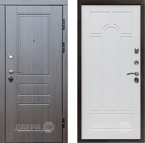 Входная металлическая Дверь Престиж Классика Венге Арка Белое дерево в Рузе