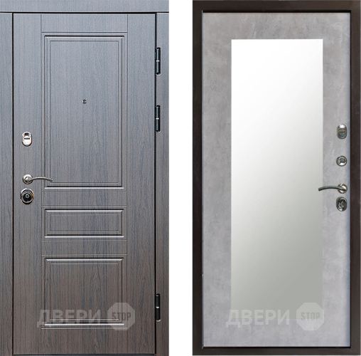 Входная металлическая Дверь Престиж Классика Венге Зеркло Пастораль Бетон светлый в Рузе