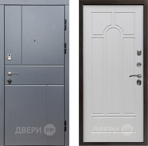 Входная металлическая Дверь Престиж Горизонт Грэй Арка Лиственница белая в Рузе
