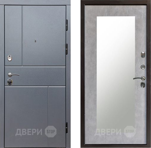 Входная металлическая Дверь Престиж Горизонт Грэй Зеркло Пастораль Бетон светлый в Рузе