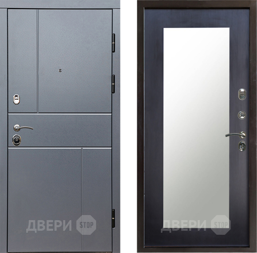 Входная металлическая Дверь Престиж Горизонт Грэй Зеркло Пастораль Венге в Рузе