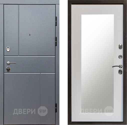 Входная металлическая Дверь Престиж Горизонт Грэй Зеркло Пастораль Лиственница белая в Рузе