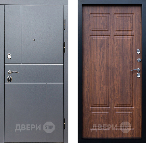 Входная металлическая Дверь Престиж Горизонт Грэй Премиум Орех темный в Рузе