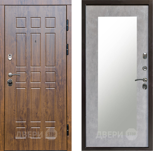 Входная металлическая Дверь Престиж Стандарт Зеркло Пастораль Бетон светлый в Рузе